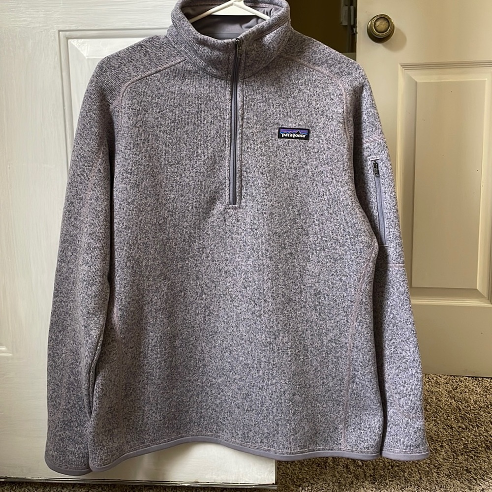 Patagonia better sweater jacket grey-light purple size Large -excellent